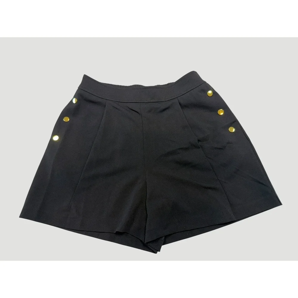 Ellen Tracy Womens SBlack Gold Button Sailor Shorts ETWS3045‎ Size S NWOT